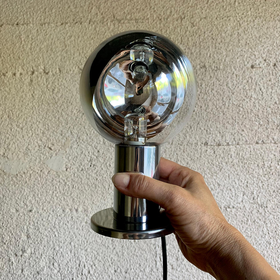 Miniature : Lampe de table chromée vintage Motoko Ishii Eye ball space age