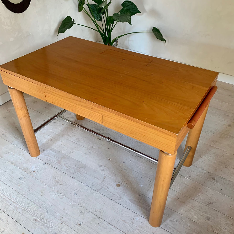 Miniature : Bureau vintage en orme et chrome