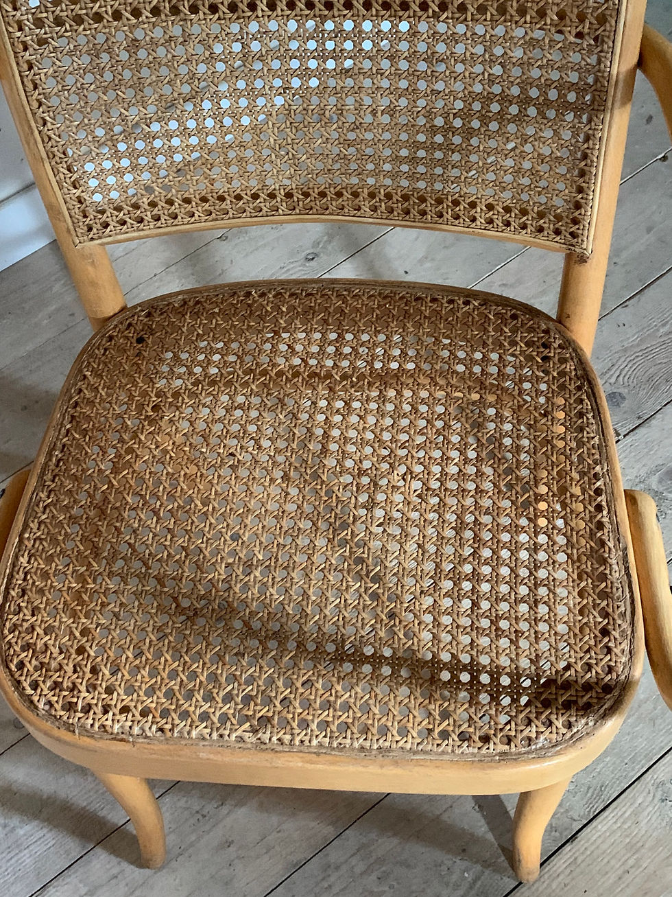 Miniature : Chaise fauteuil vintage en cannage Thonet 