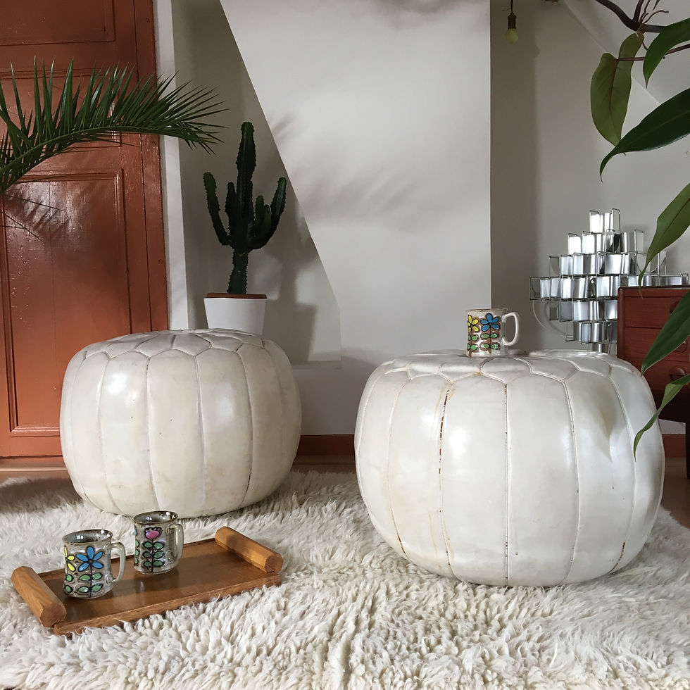 Miniature : Pouf cuir blanc -Ottoman cuir blanc