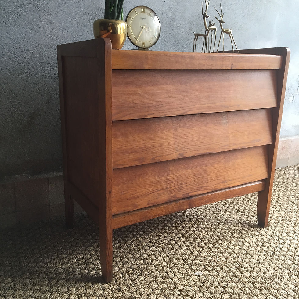 Miniature : Commode vintage moderniste en chêne 