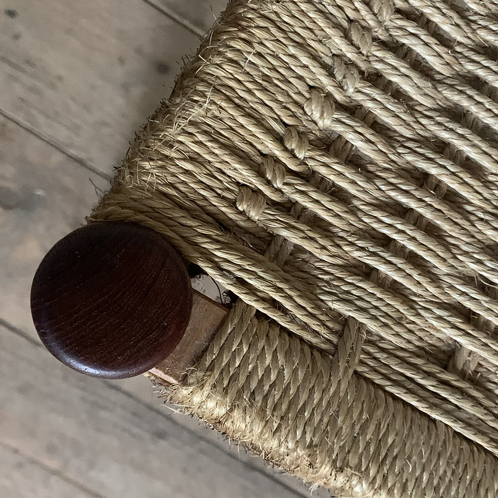 Miniature : Chaise scandinave vintage en teck et corde - 2 disponibles