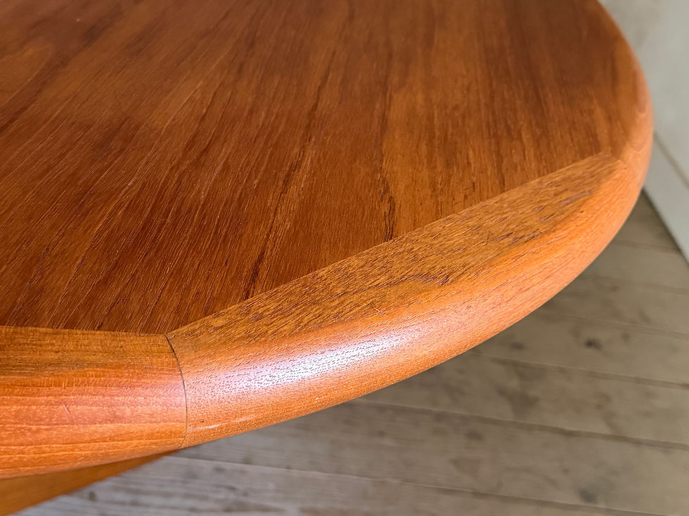 Miniature : Table scandinave teck ronde vintage pied central étoile extensible 