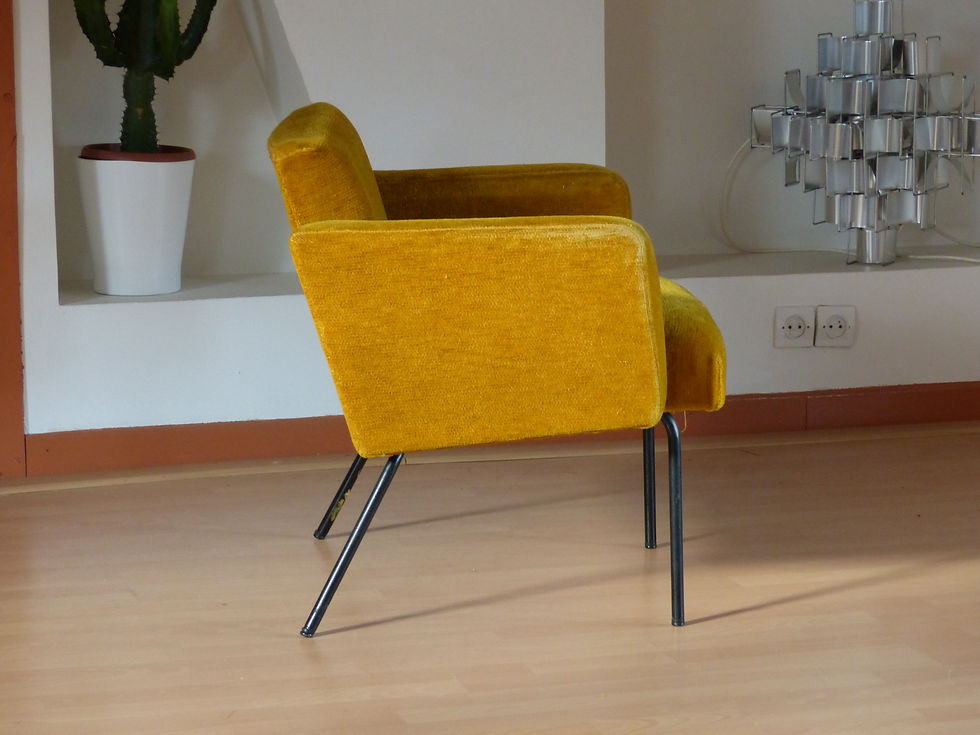 Miniature : RESERVÉ pour Maya - Fauteuil vintage jaune moutarde