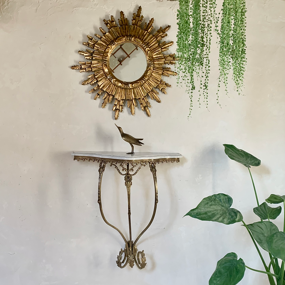 Table Console murale laiton et marbre ancienne