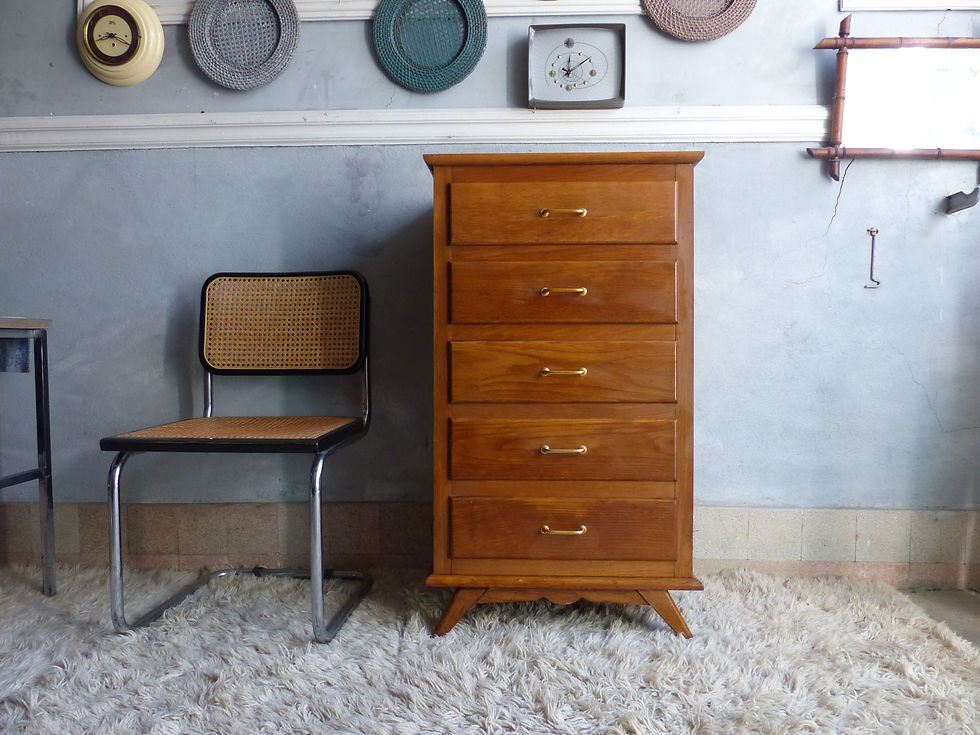 Commode chiffonnier vintage pied compas