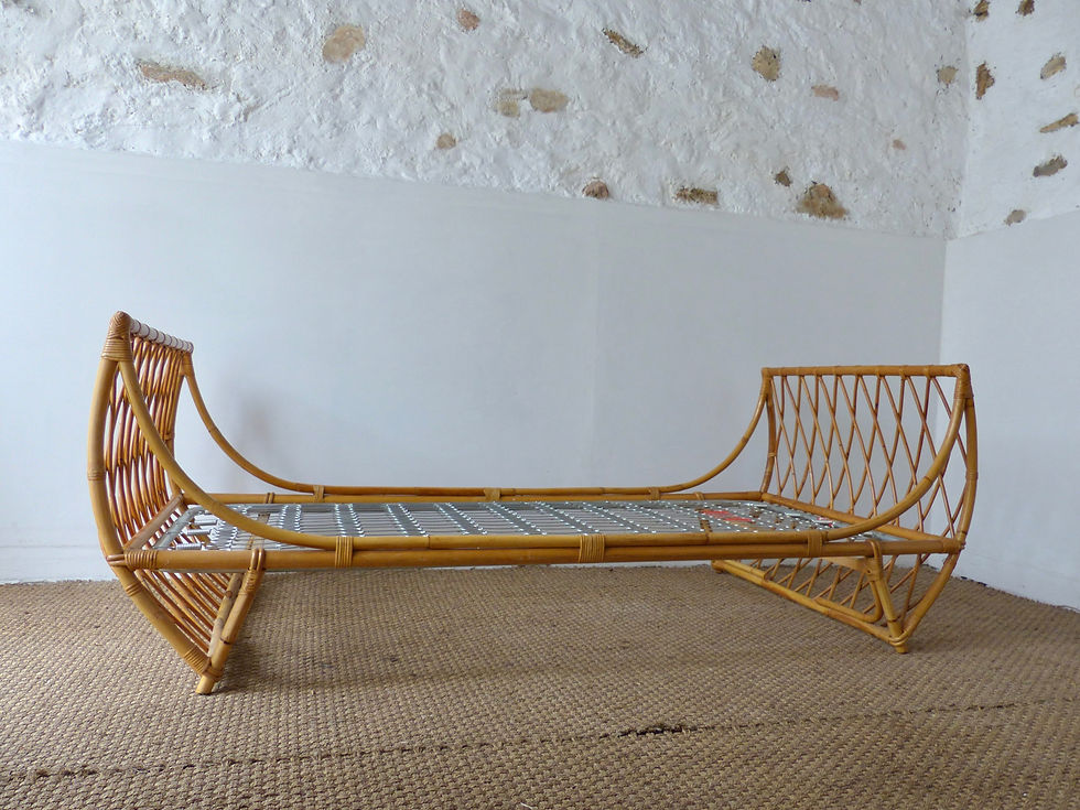 Miniature : Lit corbeille rotin vintage