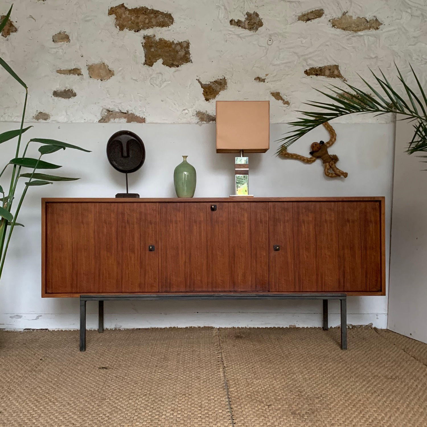 Enfilade teck vintage moderniste Bernard Marange