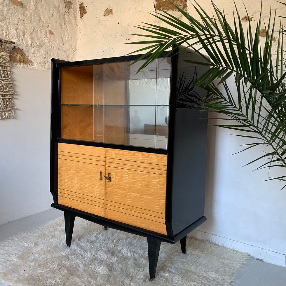 Miniature : Bibliothèque vitrine vintage laquée noir
