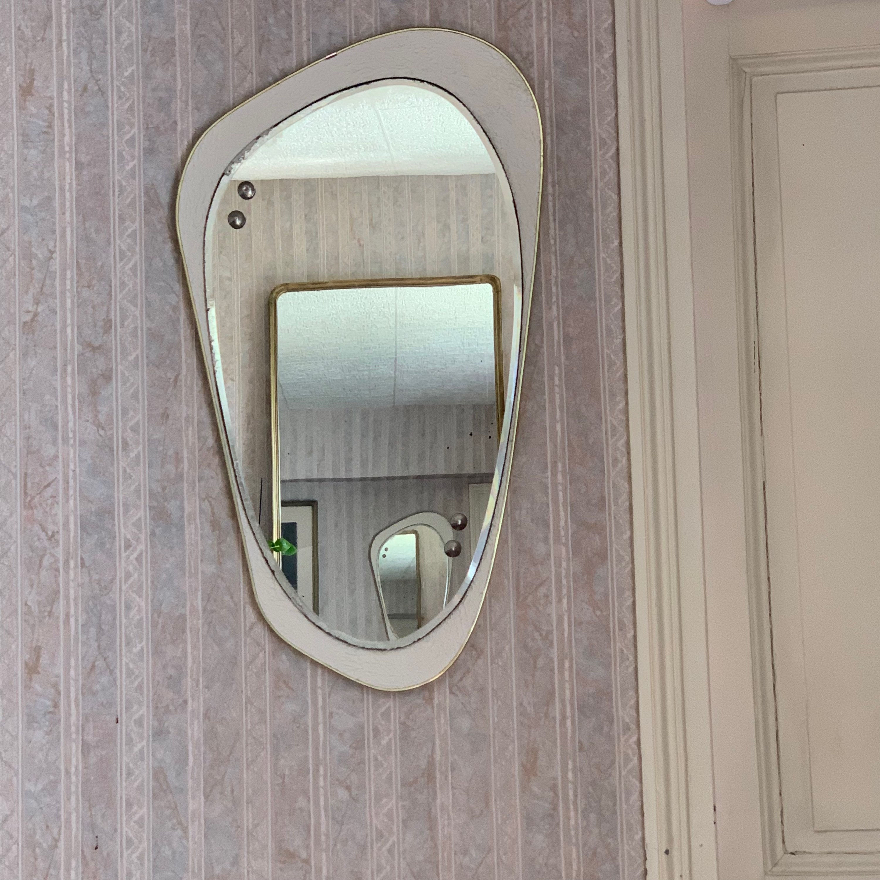 Miroir mural doré asymétrique rétroviseur 