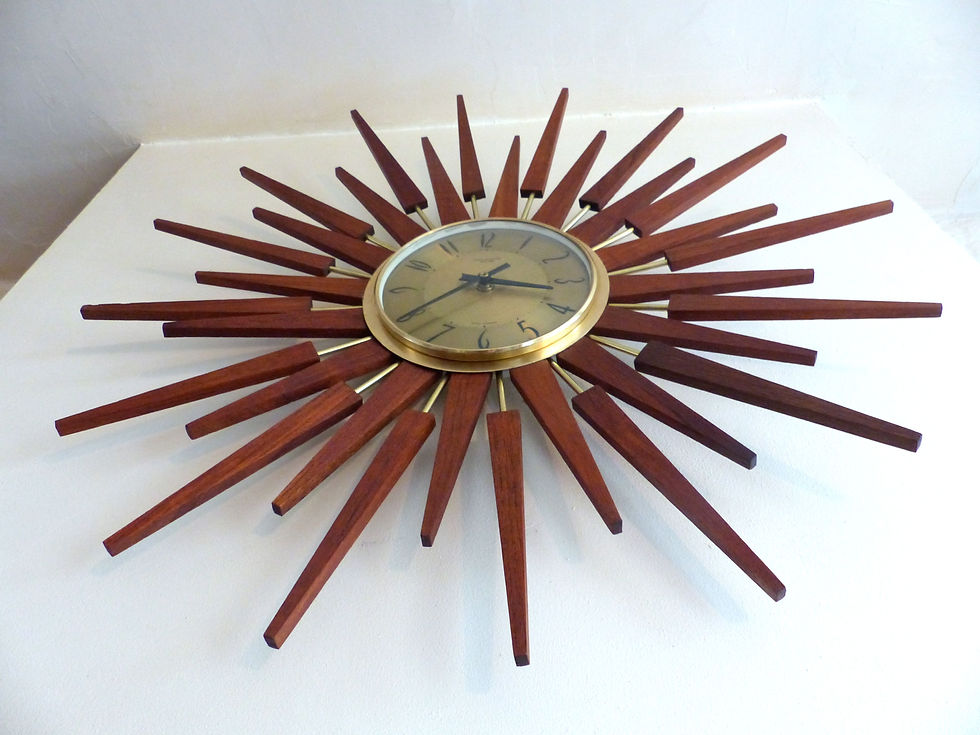 Miniature : Horloge murale vintage soleil - mid century starburst clock