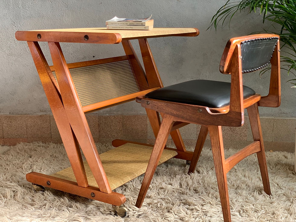 Miniature : Desserte Table roulante vintage zigzag 