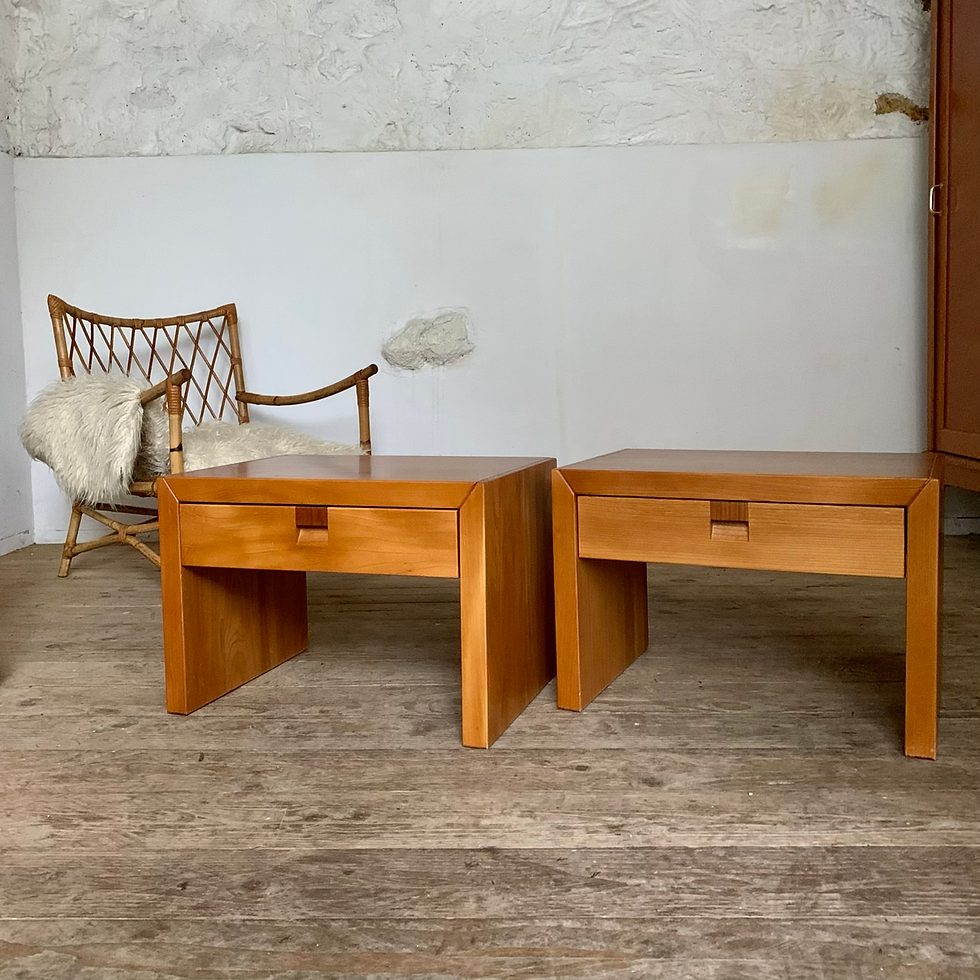 Miniature : Tables de Chevet vintage en orme massif