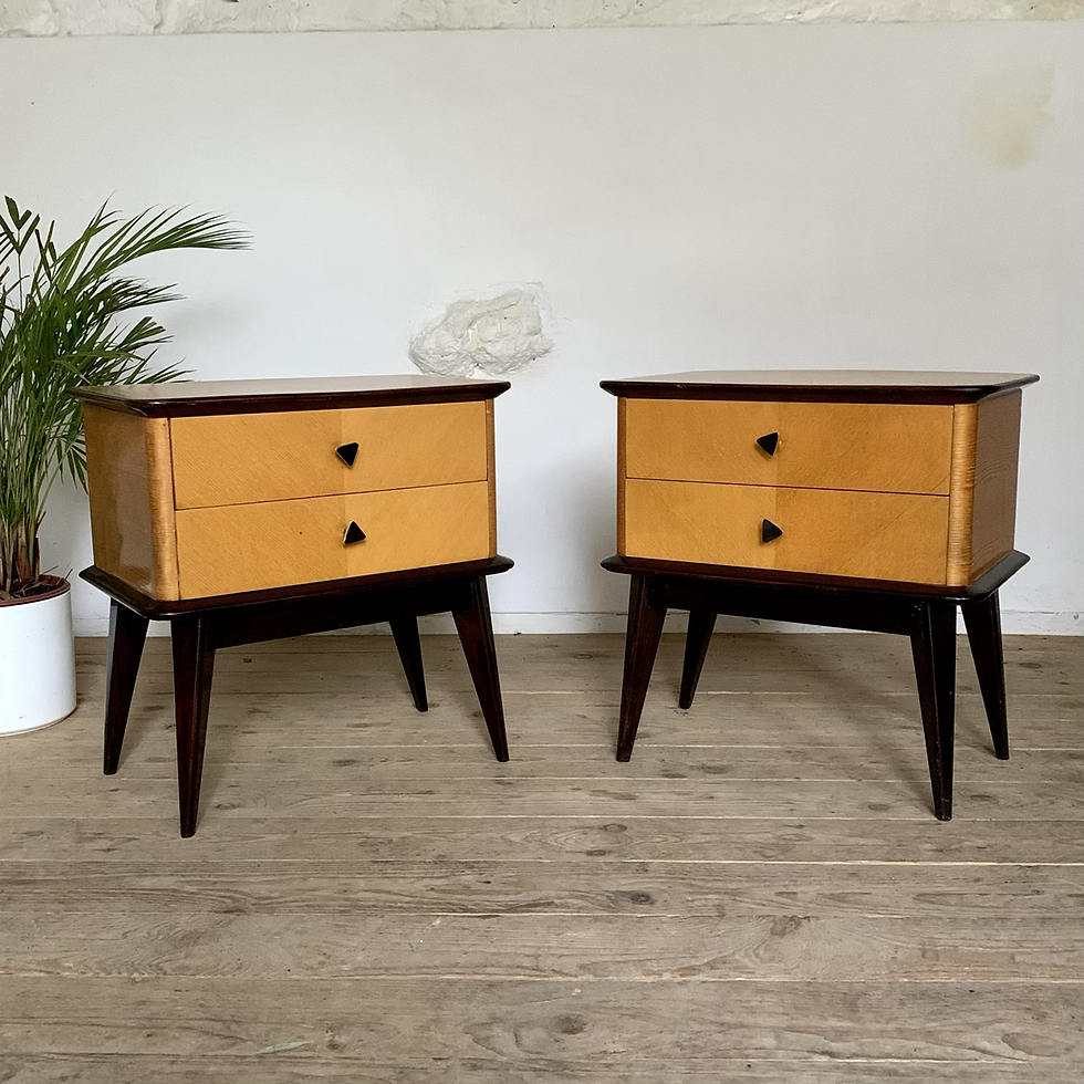 Miniature : Paire de Chevet vintage pied compas - Tables de nuit vintage 