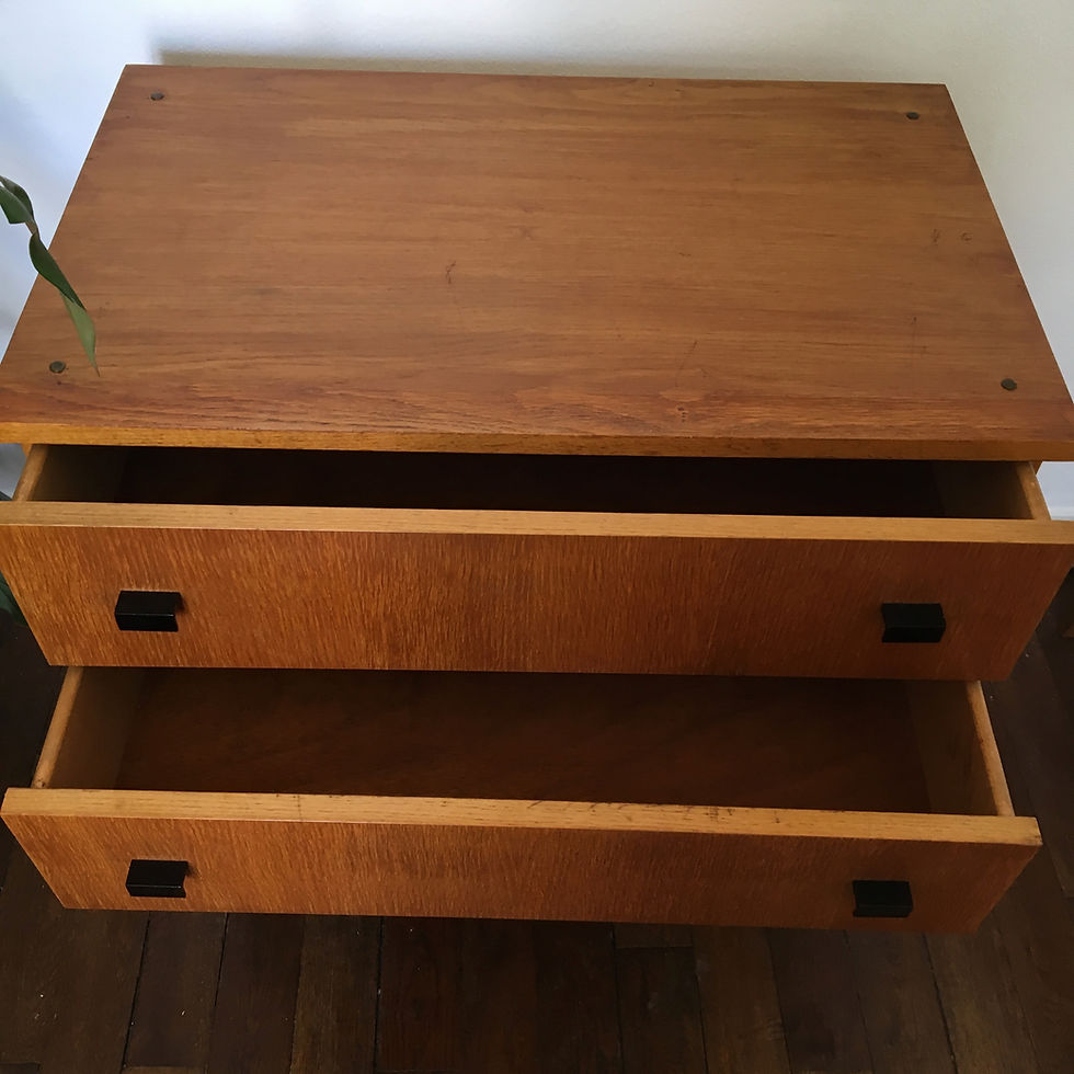 Miniature : RESERVÉ - Commode vintage moderniste en chêne