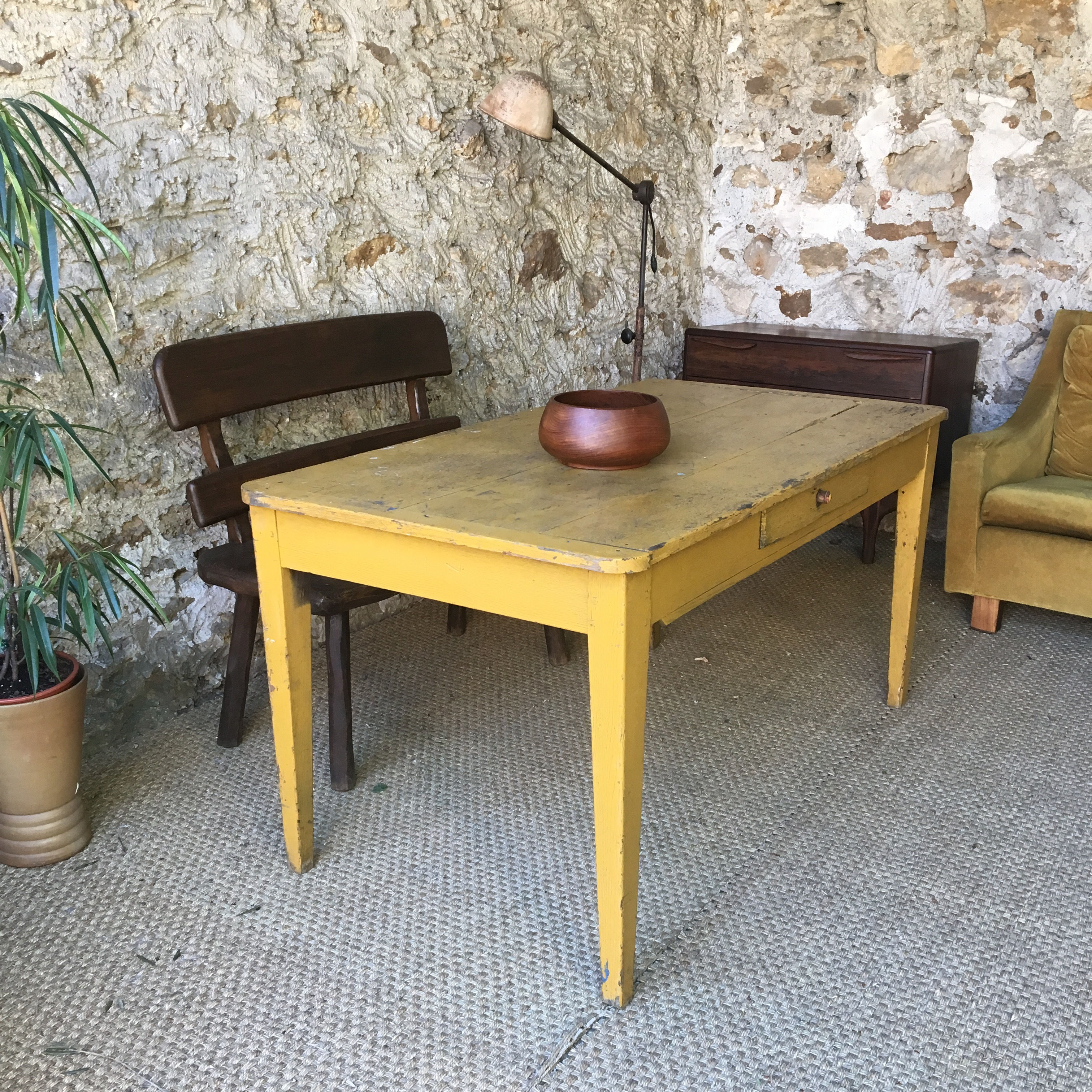 Table de ferme en chêne vintage