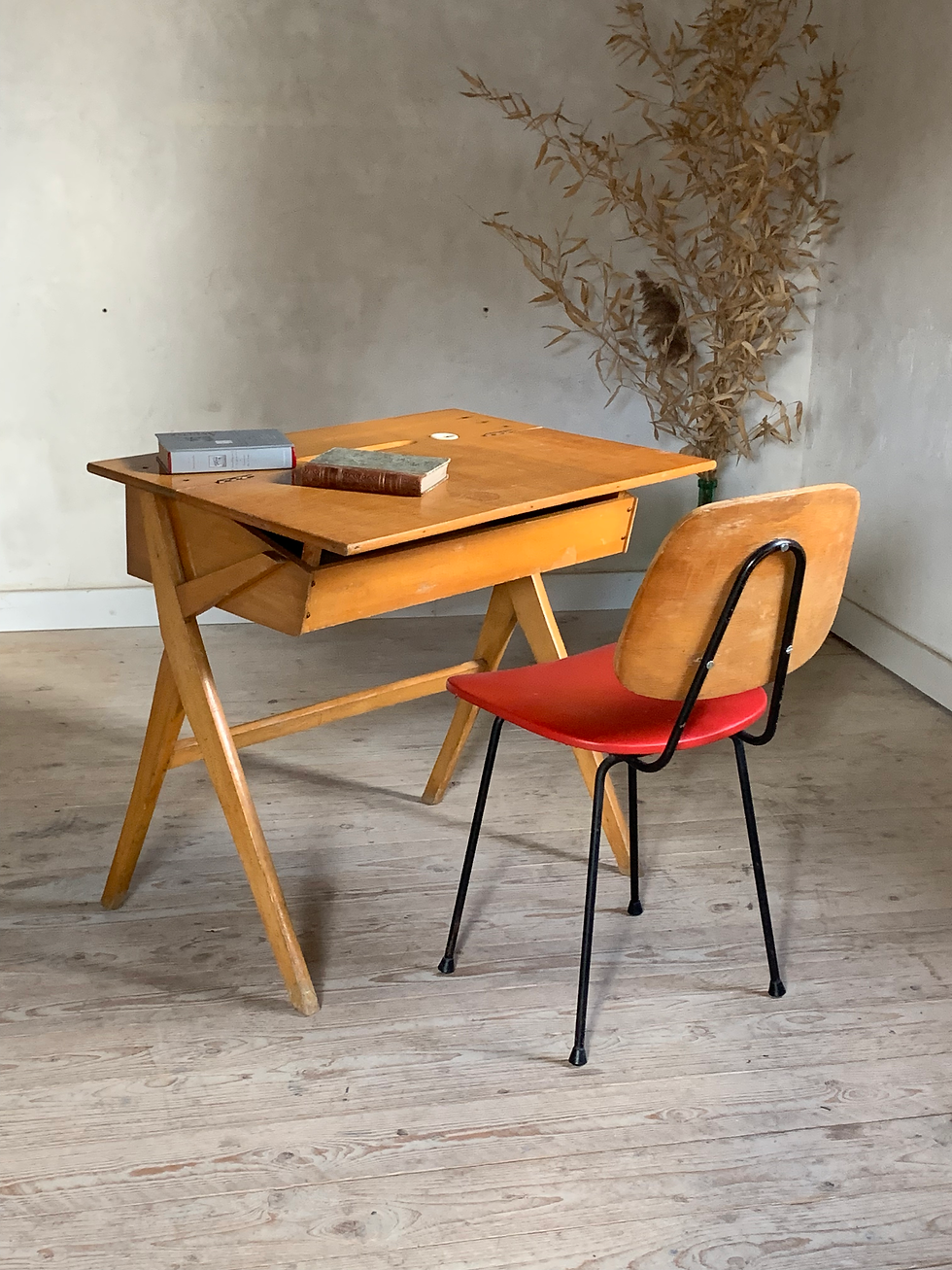 Bureau pupitre vintage pied compas portique