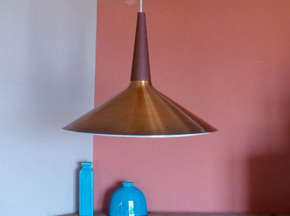Miniature : Suspension scandinave vintage en cuivre et teck