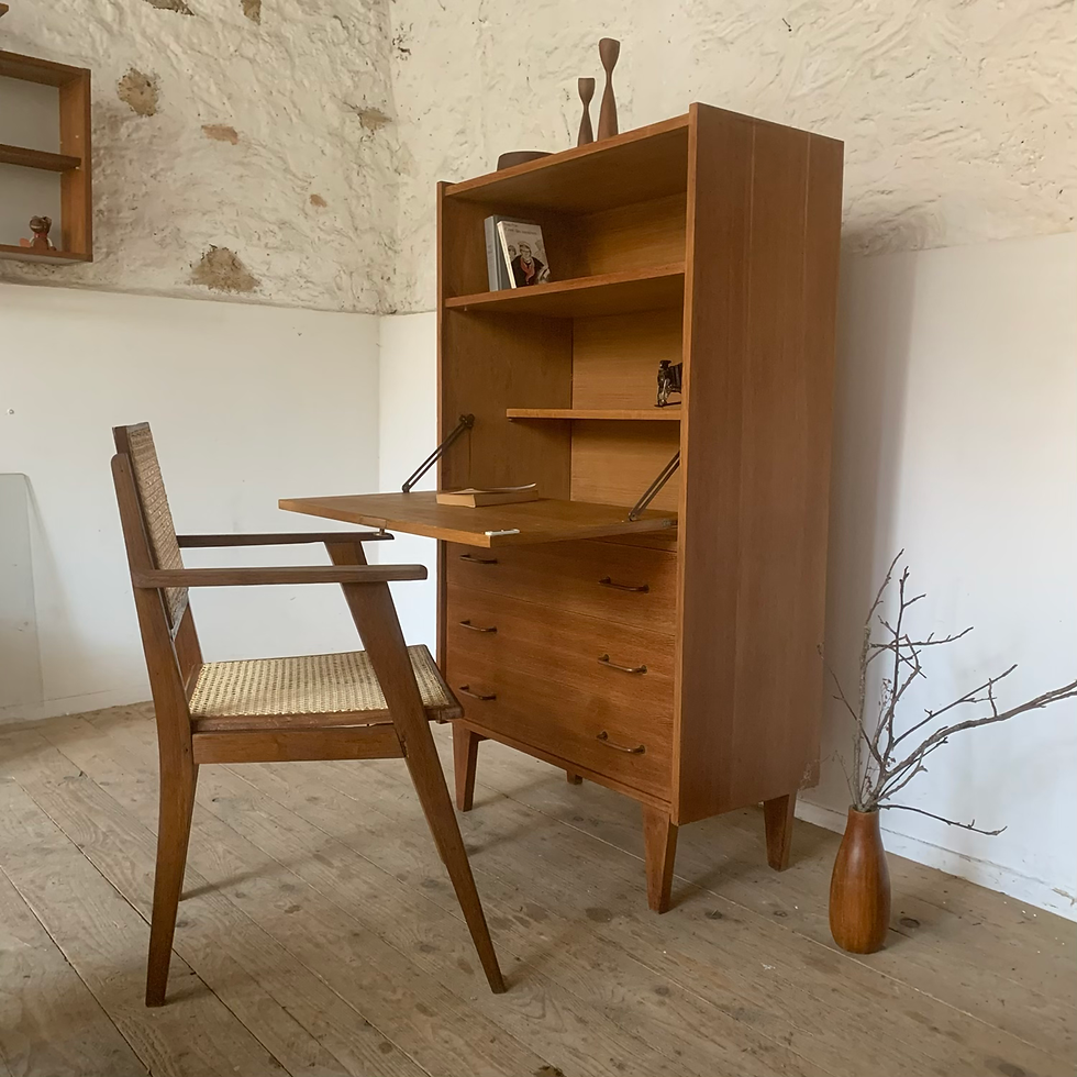 Miniature : Bureau secrétaire commode vintage en chêne