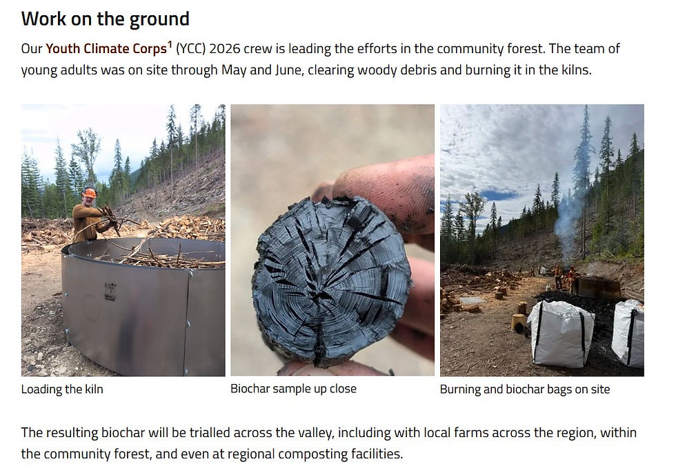 We are proud to have our team work alongside and partner with the supporting organizations on this innovative and educational Biochar project. "Wood waste is collected and loaded into specially designed kilns that convert wood into biochar..."  