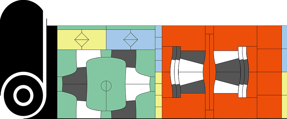 cutting plan ZWS17-P10 by MILAN AV-JC. The designer fits patterns of multiple garments on a same layplan to completely eliminate waste. Image by MILAN AV-JC