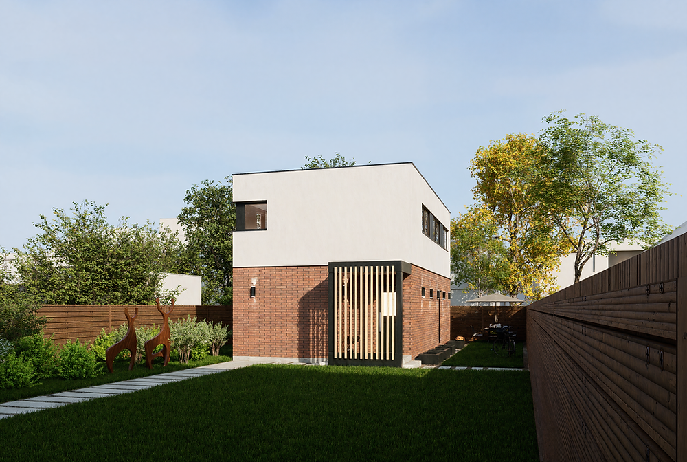 Modern residential architectural design in Toronto with garden