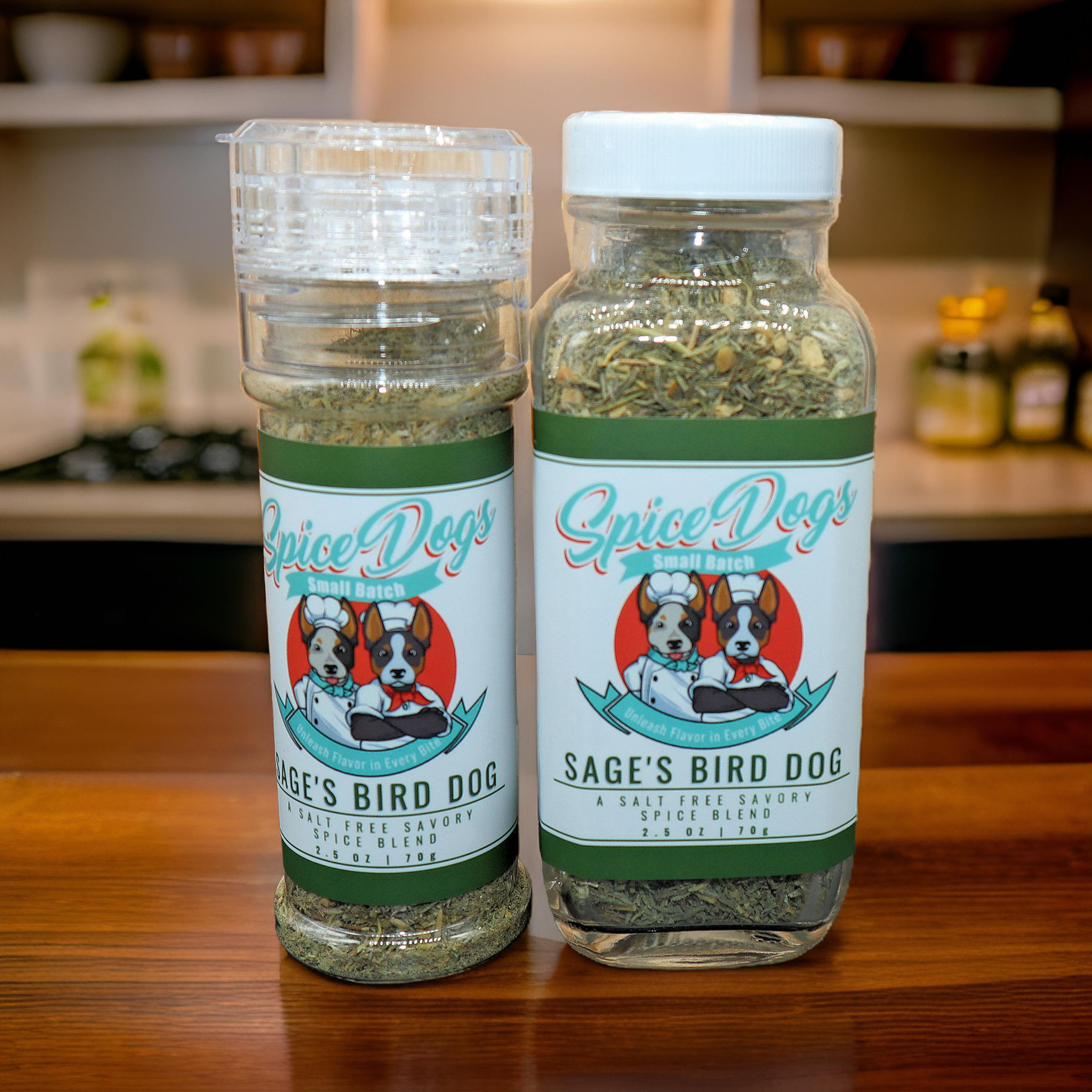 Sage's Bird Dog Grinder Set , Salt Free Savory Blend!