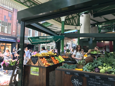 Borough market vegetable stall London England UK City street photography southbank queens walk Thames River walking tour
