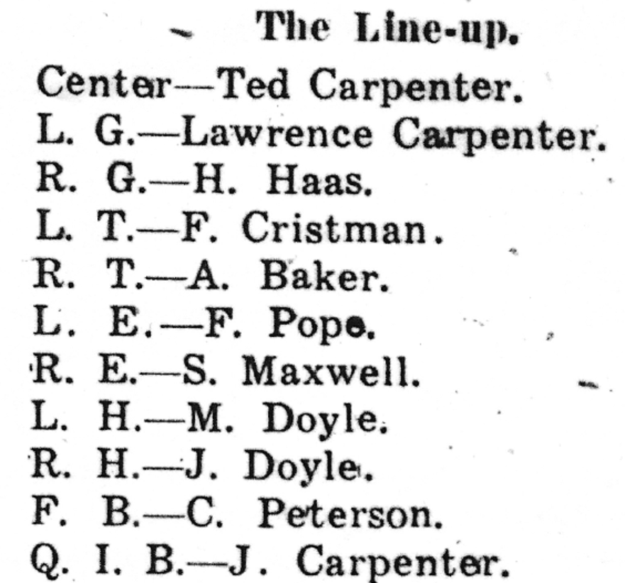 This is the only line-up printed that year in September 26, 1930 edition of the Spring Green Weekly Home News.