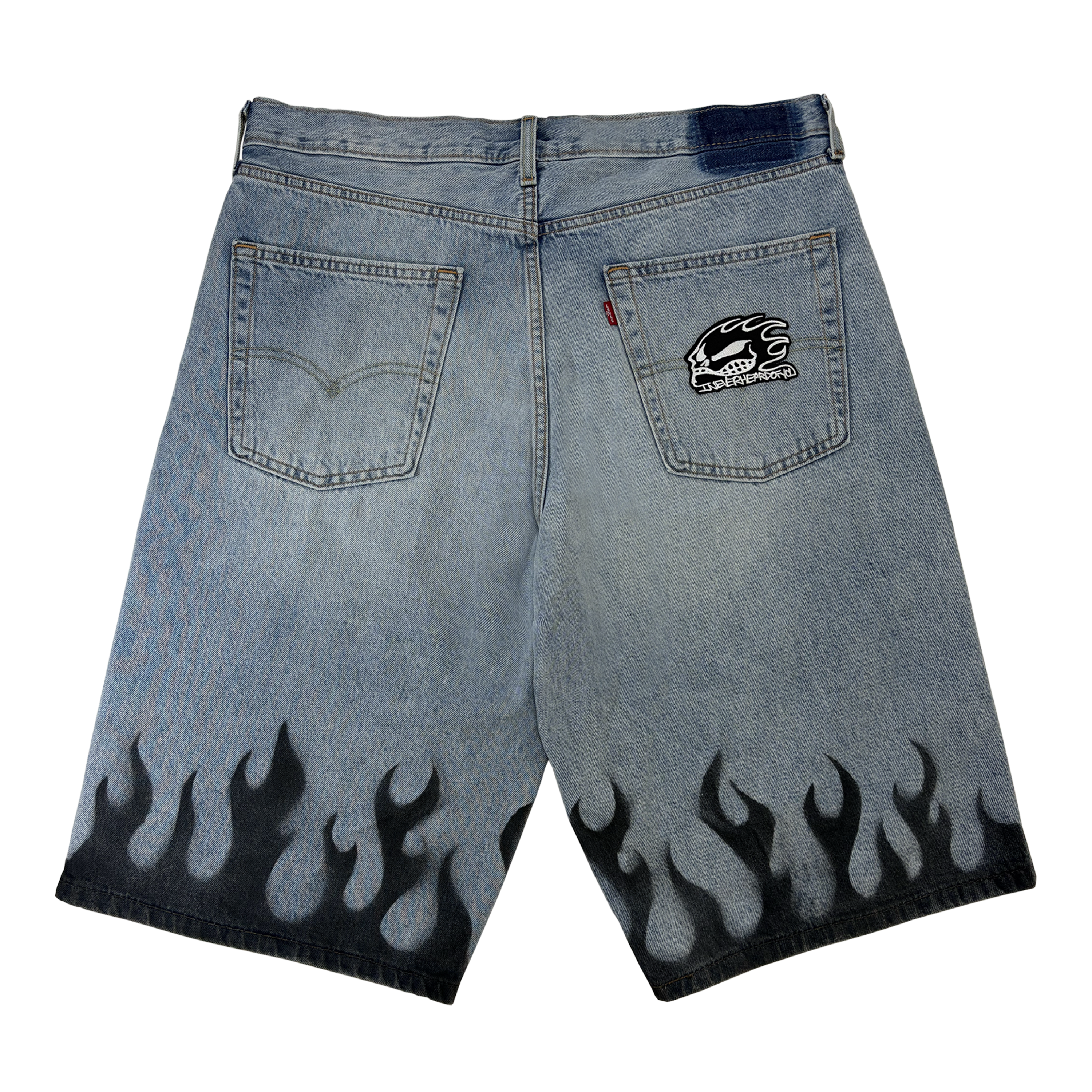 Skull Logo Flame Levi's Denim Shorts