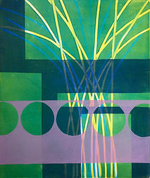 Monotype Print, Ferretti, Connectivity, green, purple, blue pattern