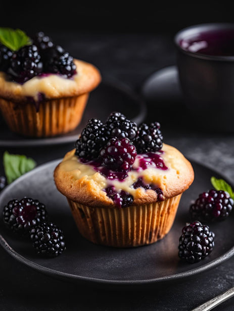 Keto bramenmuffin met cheesecake vulling