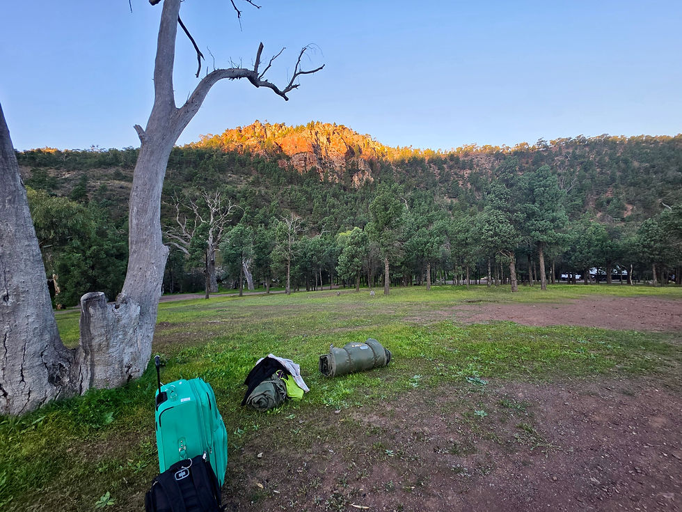 We set up our swags as the sun set