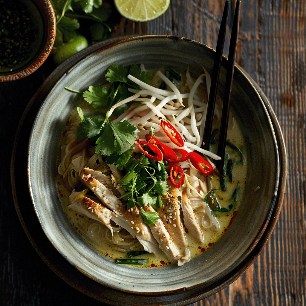 Green Laksa Chicken Curry, Rice Noodles (GF, DF, Nut Free)