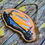 Thumbnail: Miniature Wood Slice Seascape Painting | Rocky Shoreline & Golden Sunset
