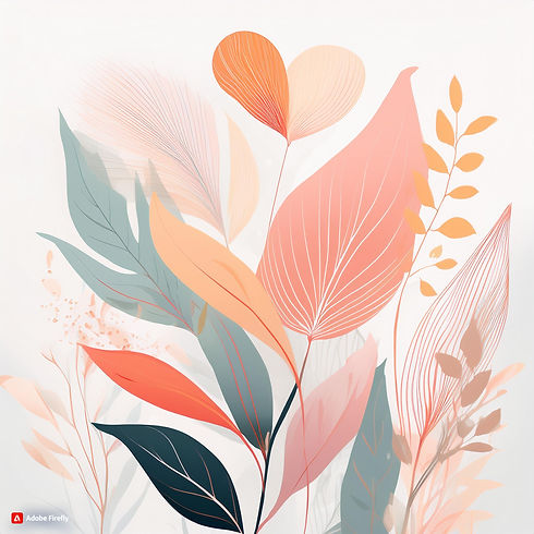 Firefly Abstract Plants, minimalist hand-drawn natural shapes with calm vibes, pastel colo