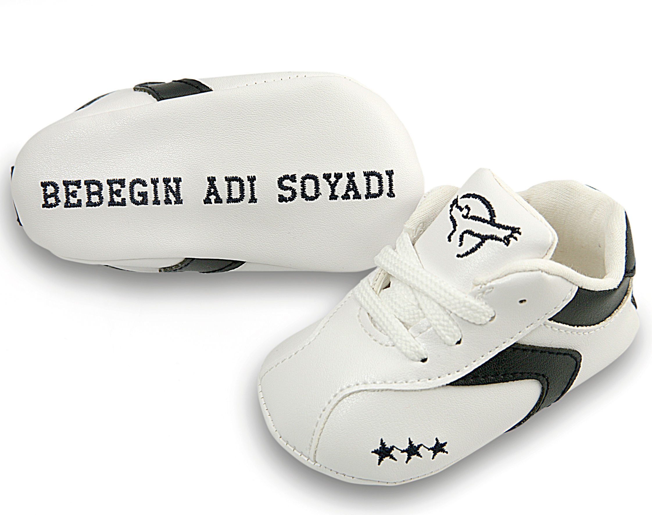 Freesure İsme Özel PU Deri Lacivert Bebek Patik MD6