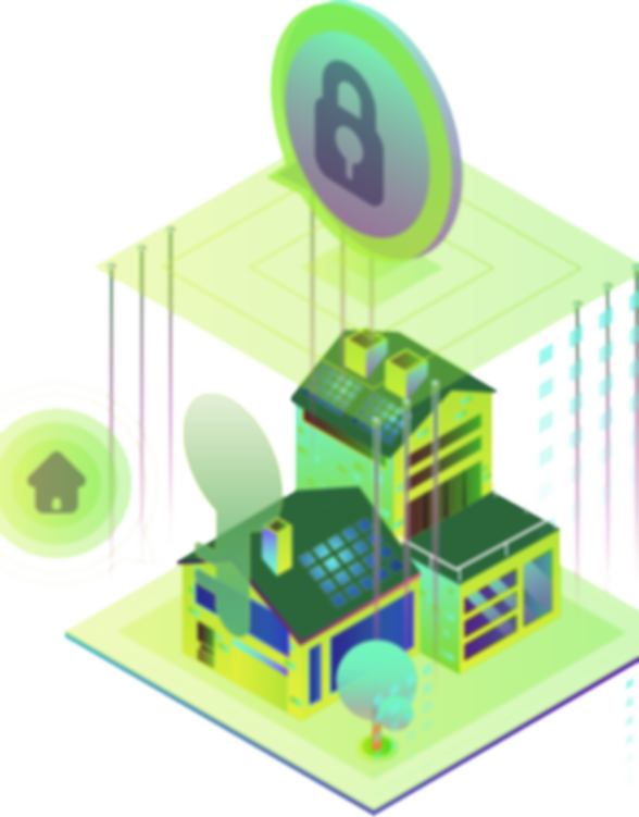 Ilustración ismoetrica de como seguridad apolo monitorea un hogar y o oficina