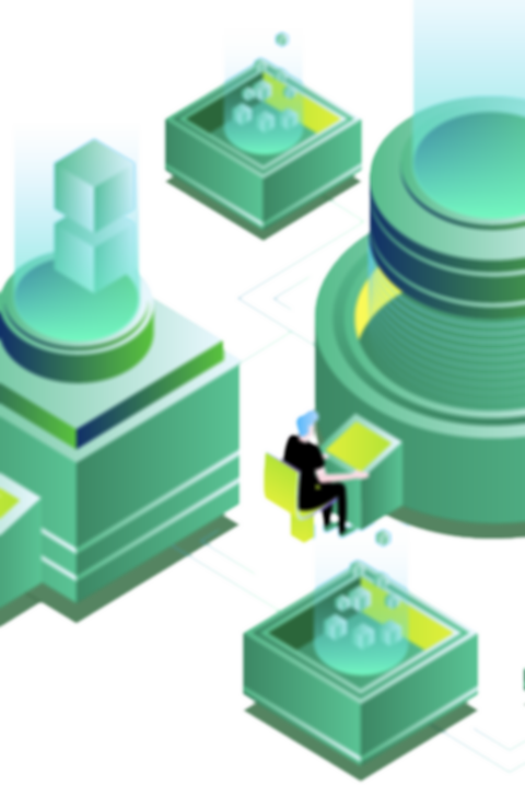 Ilustración Isometrica de una central de monitoreo de CCTV futurista