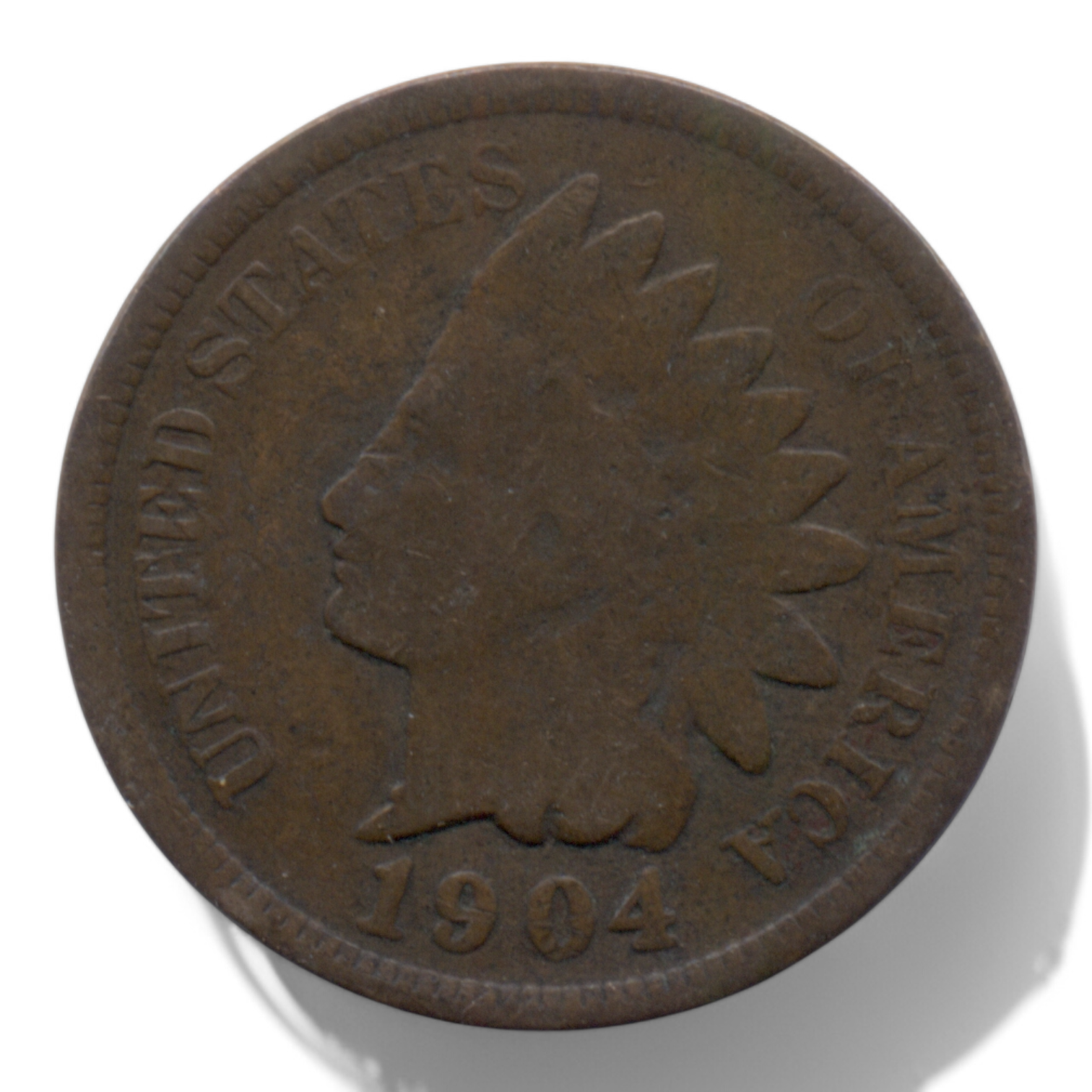 1904 P, 1 centésimo de dólar, Indian Head Cent, cobre, es una moneda F, fina.
