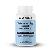 Kosttillskottet AMD+ för gula fläcken, utvecklat enligt AREDS2 av svenska ögonläkare