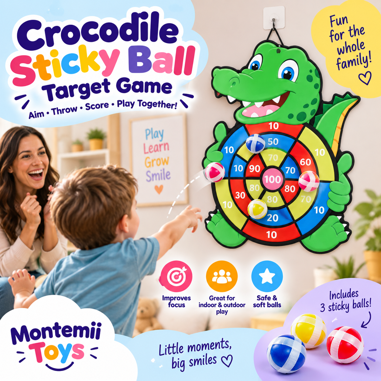 Crocodile Sticky Ball Target Game