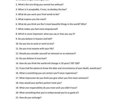 Deep Questions to Ask Ponder and Write out your answers to your journal or notebook. . .