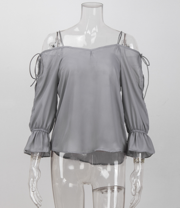 Thumbnail: Chic V-Neck Chiffon Blouse