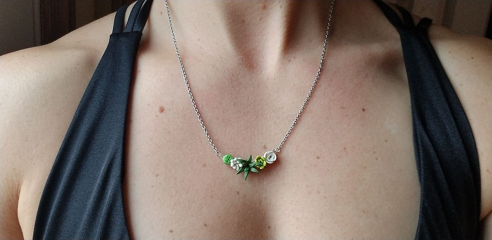 Thumbnail: Polymer clay succulent pendant necklace