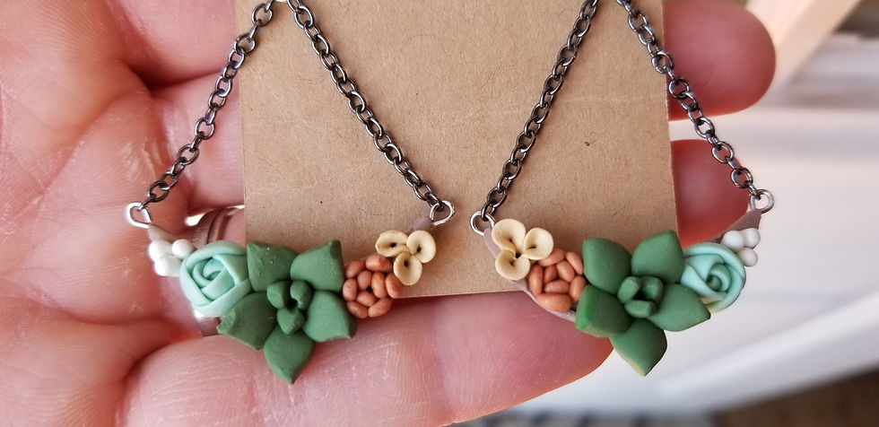 Thumbnail: Handmade polymer clay succulent earrings