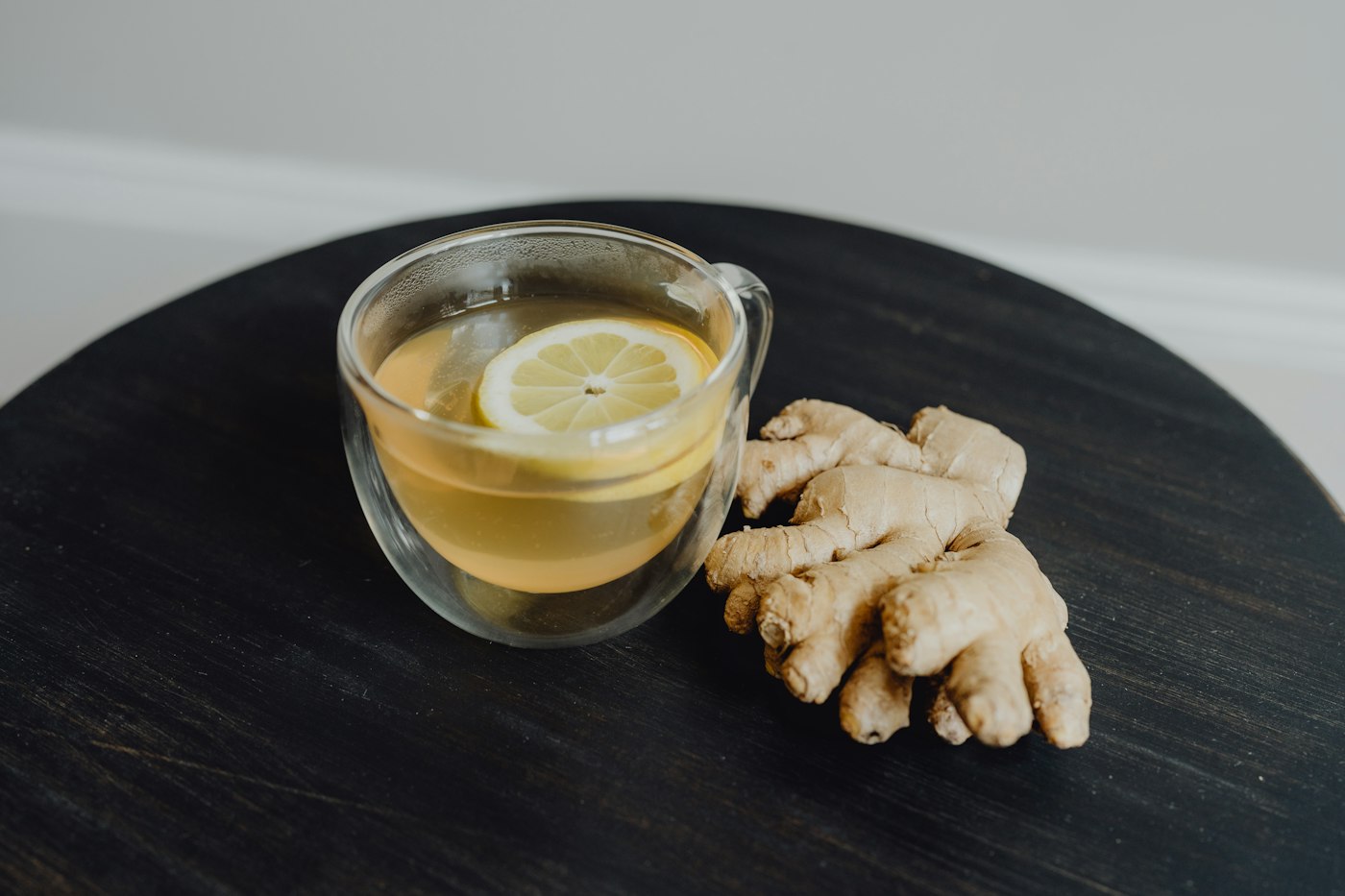 Documentary photograph: Ginger tea with lemon. Cover for Ginger Tea for a Queasy Day: What It May Help and What It Won't