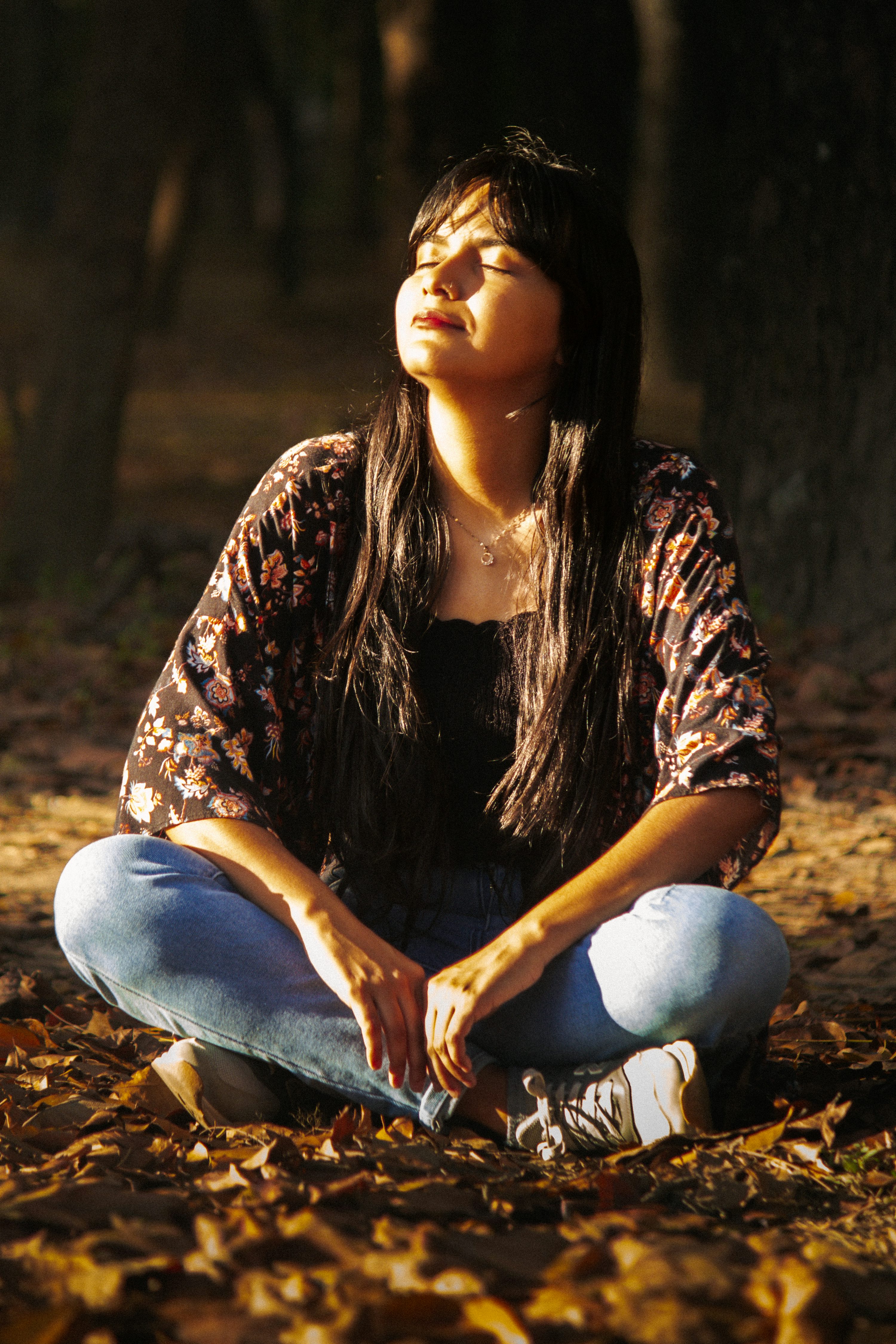 Documentary photograph: Forest meditation. Cover for Small Rituals for Big Transitions