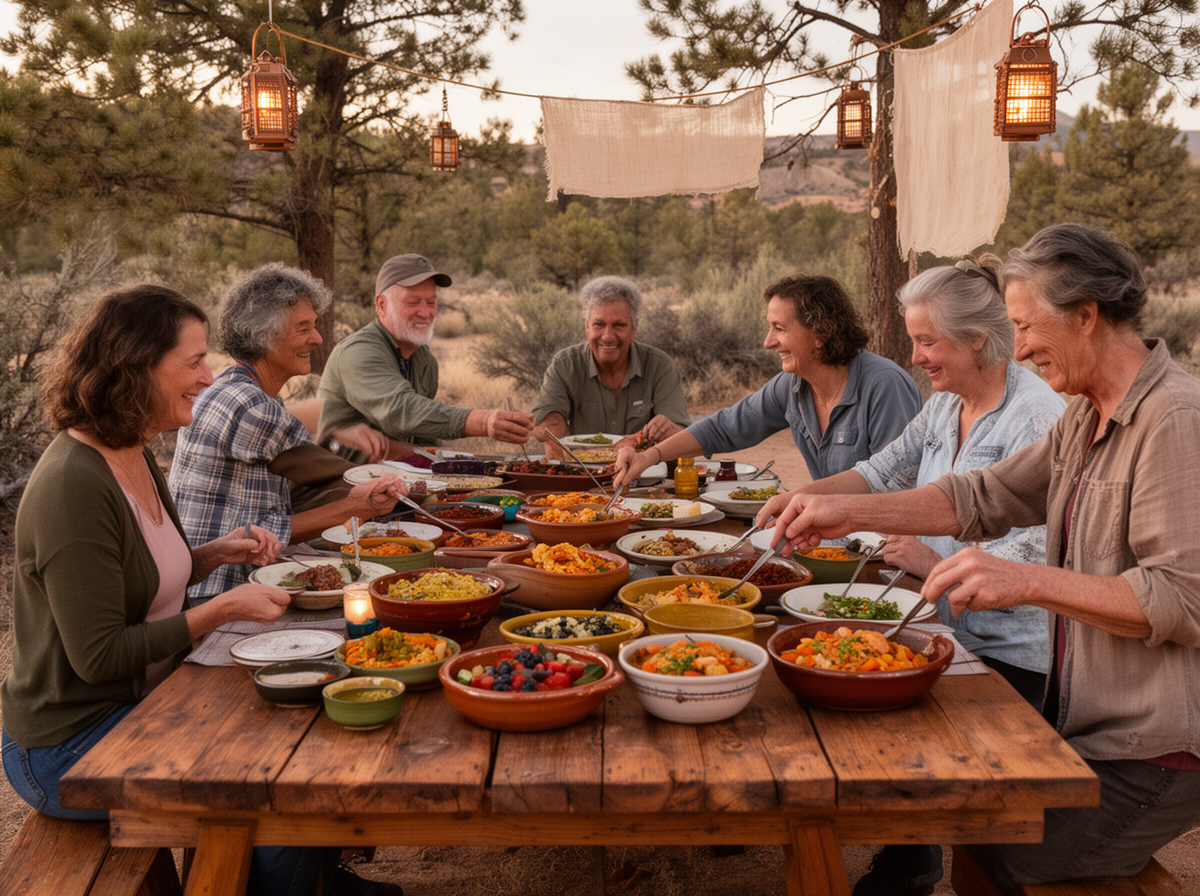 Community members sharing a meal together