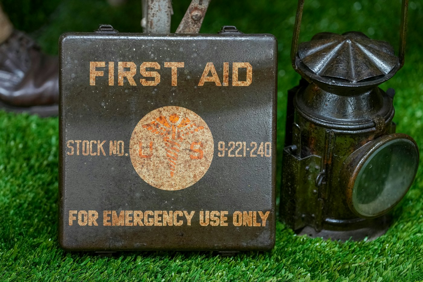 Documentary photograph: Outdoor first aid kit. Cover for Dissociation Is Not the Same as Peace